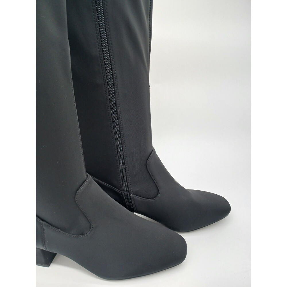 NEW- Size 7.5M Womens Alex Marie Zip Up Knee High Boots Chunk Heel Fabric Black - Picture 4 of 9